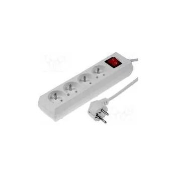 Napájecí kabel Prodlužovací síťový kabel Zásuvky 4 PVC bílá 3x1,5mm2 5m 16A