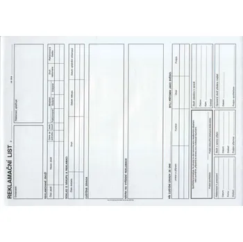Tiskopis List reklamační A4, propis., /PT195/