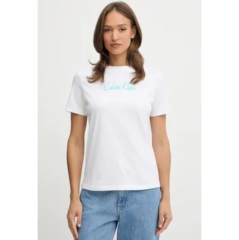 Dámské tričko Bavlněné tričko Calvin Klein Jeans dámské, bílá barva, LV047C854G 00X, vel. M