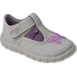 627P004 - dívčí bačkorky Befado SZ šedé, motýl 627P004_26