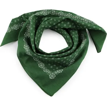 Šátek Bavlněný šátek drobné květy 70x70 cm - 5 zelená bílá