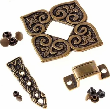 Dveřní kování Vikingské kování na koženou brašnu, Borre styl, staromosaz