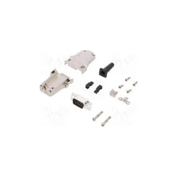 Elektrická zásuvka D-Sub PIN 9 zástrčka vidlice stíněný pájení na kabel černá