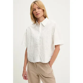 Dámská košile Bavlněná košile Answear.LAB dámská, bílá barva, relaxed, s klasickým límcem BLE-037 00X, vel. S/M