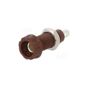 Auto elektroinstalace Zásuvka banánek 4mm 10A 28,5mm hnědá niklovaný 10mΩ 250VAC