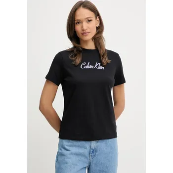 Dámské tričko Bavlněné tričko Calvin Klein Jeans dámské, černá barva, LV047C854G 99X, vel. XXS