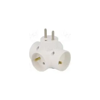 Elektrická zásuvka Konektor napájecí AC rozbočka 2P,2P+PE bilá Výst 4x zásuvka