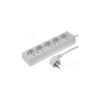 Napájecí kabel Prodlužovací síťový kabel Zásuvky 5 PVC bílá 3x1,5mm2 5m 16A