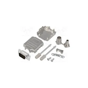 Elektrická zásuvka D-Sub PIN 9 zástrčka vidlice stíněný pájení na kabel černá