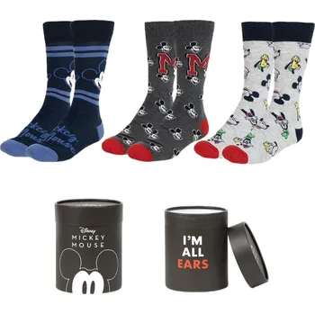 Pánské ponožky Set 3 párů pánských ponožek Disney|Mickey mouse: Postavy a nápisy (velikost EU 38-45)