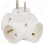 Konektor napájecí AC rozbočka 2P+PE bilá Výst 4x zásuvka