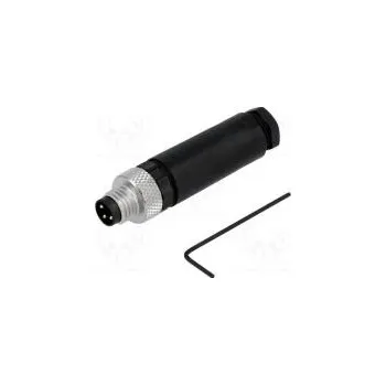 Elektrický konektor Konektor M8 vidlice PIN 3 přímý na kabel zástrčka