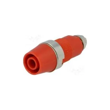 Elektrická zásuvka Zásuvka banánek 4mm 32A 1kVDC červená niklovaný izolované