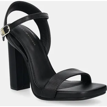 Dámské sandále Kožené sandály Tommy Hilfiger HIGH HEEL LEATHER SANDAL černá barva, FW0FW08534 99X, EUR 41