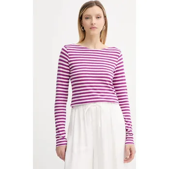 Bavlněné tričko s dlouhým rukávem Marc O'Polo 506219652597 fialová 44X, vel. L