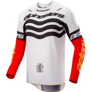 Moto dres Motokrosový dres Alpinestars Techstar limitovaná edice Deep černo-bílo-fluo červeno-oranžový M