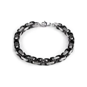 Náramek Pánský náramek z nerezové oceli - 1 ks - 3 stříbrná černá