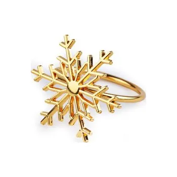 Kovový kroužek na ubrousek vánoční vločka - 1 ks - 2 zlatá