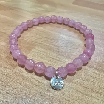 Náramek Náramek s přírodními kameny Peony růžová 6-8mm 1ks, 18 cm - 6 mm