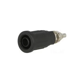 Elektrická zásuvka Zásuvka banánek 4mm 32A 1kVDC černá niklovaný na panel 40mm