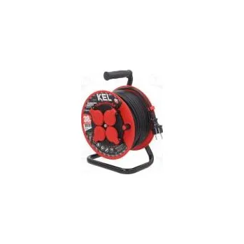 Prodlužovací kabel Prodlužovací síťový kabel bubnový Zásuvky 4 guma černá 30m