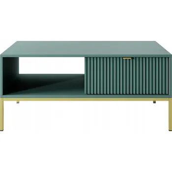Konferenční stolek Moderní Konferenční Stolek Lahvově Zeleň se Zlatým Rámem - 104x68x46 cm