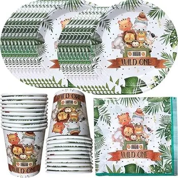 Party dekorace Papírové nádobí na narozeniny - zvířata