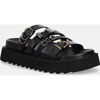 Dámské pantofle Kožené pantofle Pinko Kate dámské, černá barva, na platformě, SD0291 P001 Z99 SD0291.P001.Z99 99X, EUR 36