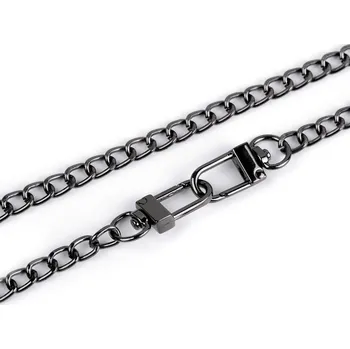 Řetízek na kabelky s karabinou délka 125 cm, šíře 6 mm, barva 2 nikl černý