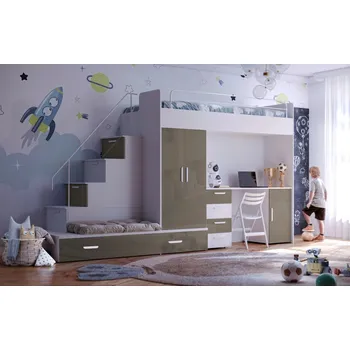 Dětská postel Nábytek PEGAS s.r.o. Postel PARADISE 5, Bílá Šedá Lesk