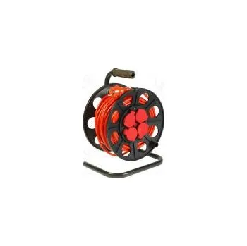 Napájecí kabel Prodlužovací síťový kabel bubnový Zásuvky 4 PVC oranžová