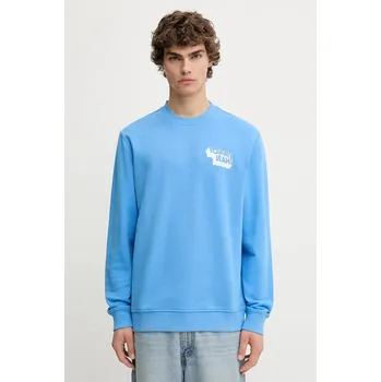 Pánská mikina Bavlněná mikina Tommy Jeans pánská, modrá barva, s potiskem, DM0DM21640 55X, vel. XL