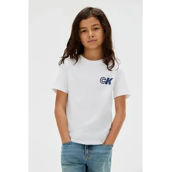 Dětské bavlněné tričko Calvin Klein Jeans IB0IB02544.9BYA bílá 00X, vel. 128