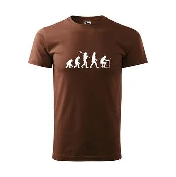 Pánské tričko Tričko s potiskem Evoluce ajťáka: hnědé 4XL