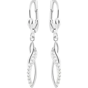 Náušnice GEMMAX Visací náušnice z bílého zlata se zirkony – zlatý šperk ryzosti 585/1000 v Dárkovém balení s Certifikátem GLEWB-03130