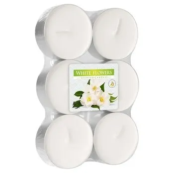 Svíčka Čajová svíčka parafinová Bílé květy Aura 1 ks