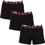 3PACK pánské boxerky Styx long sportovní guma černé trikolóra (3U1960) XL