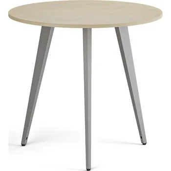 Psací stůl B2B Partner Konferenční stůl PRIMO VIBE, průměr 80 cm, šedostříbrná podnož, bříza