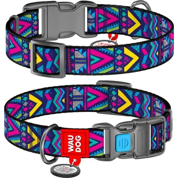 Obojek pro psa WAU DOG Nylonový obojek s QR kódem se vzorem Indie Velikost: L