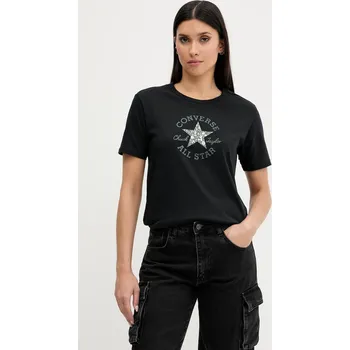 Bavlněné tričko Converse dámské, černá barva, 10027751-A02 10027751.A02 99X, vel. XXS
