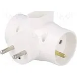Konektor napájecí AC rozbočka 2P,2P+PE bilá Výst 3x zásuvka