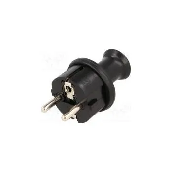 Elektrická zásuvka Konektor napájecí AC vidlice zástrčka 2P+PE 230VAC 16A černá