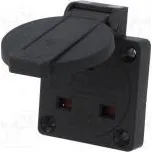 Konektor napájecí AC zásuvka 2P+PE 250VAC 16A černá PIN 3