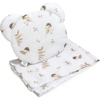 Dětská deka MUŠELÍNOVÁ DEKA s polštářkem MEDVÍDEK, 100% bavlna, letní, pro miminko