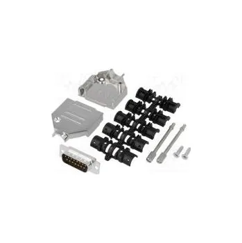 Elektrická zásuvka D-Sub PIN 15 zástrčka vidlice pájení na kabel černá