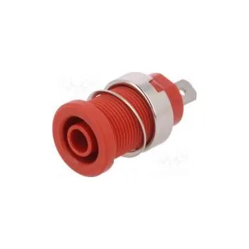 Krokosvorka Zásuvka banánek 4mm 24A červená niklovaný 33mm