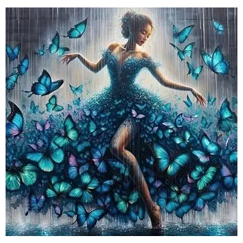 Diamantové malování Diamantové malování 30x40cm tanečnice a motýle
