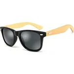 Sluneční brýle polarizační, obroučky černé s nožičkami z bambusu, černá skla