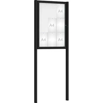 Informační tabulka Venkovní vitrína Classique, 9 x A4, včetně sloupků, černá + doprava zdarma