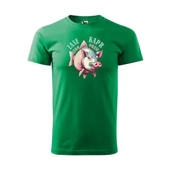 Pánská móda Tričko s potiskem pro rybáře Zase kapr jako prase: zelené 3XL